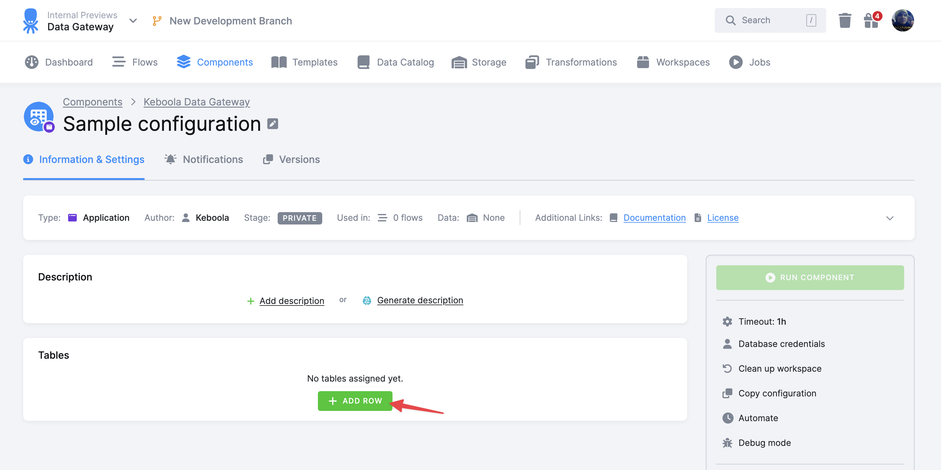 Screenshot - Add Table