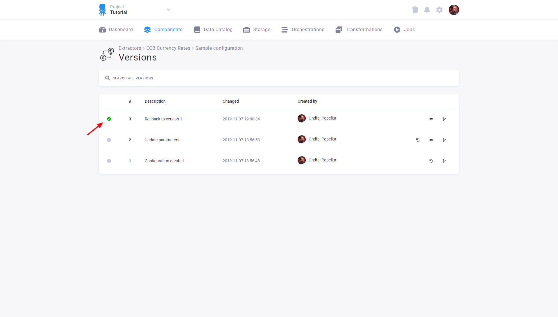 Screenshot - Configuration Rollback