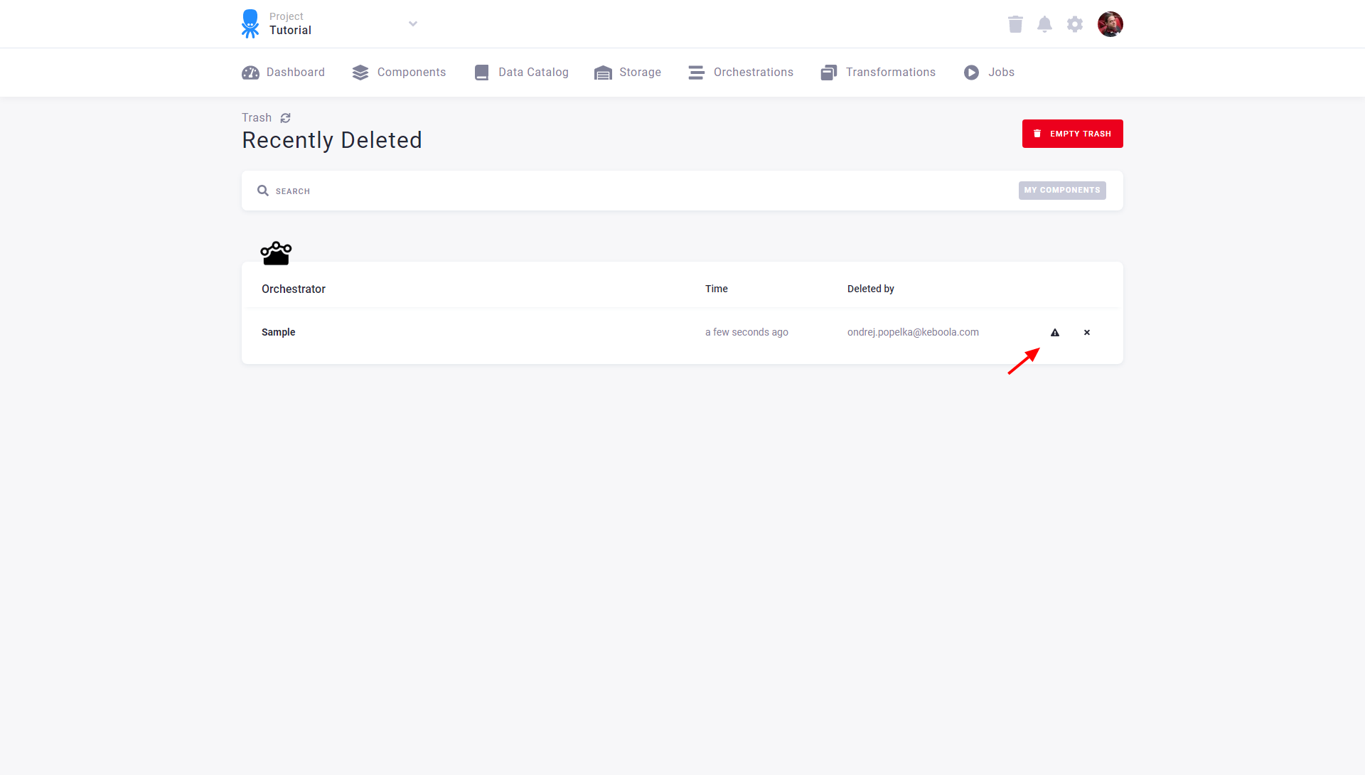 Screenshot - Orchestration in Trash