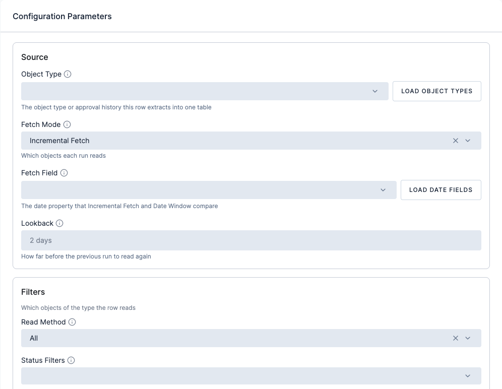 Screenshot - SuiteProjects Pro row, Source and Filters