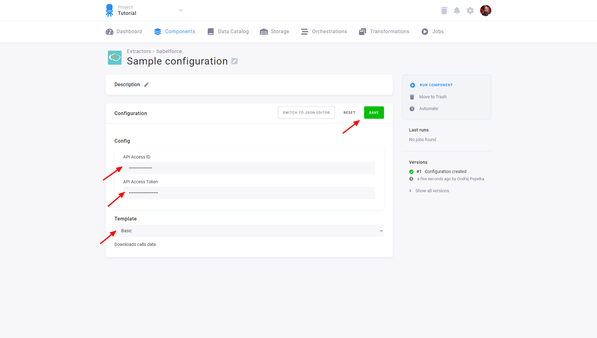 Screenshot - API token