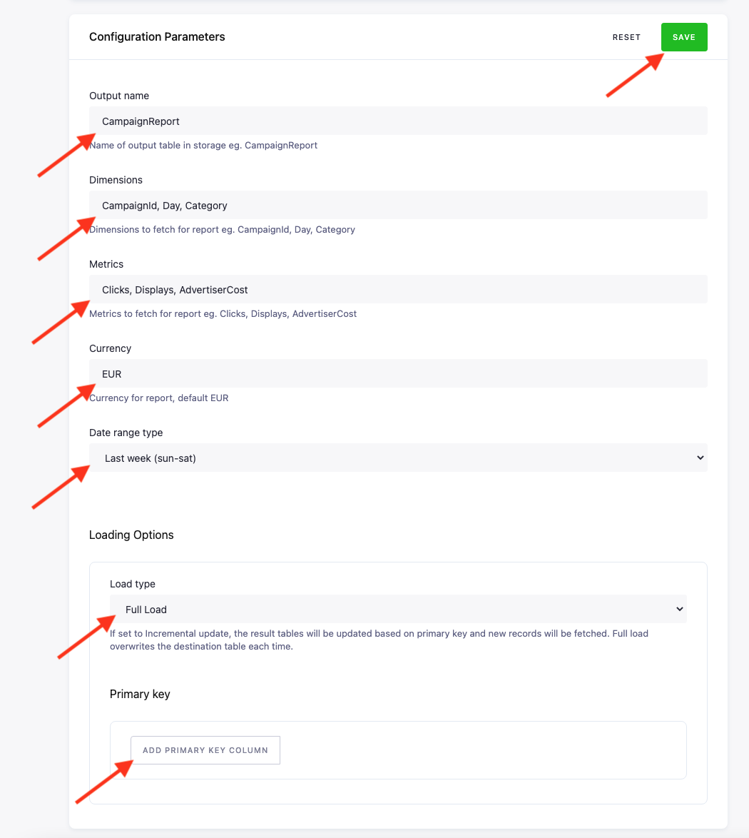 Screenshot - Row configuration