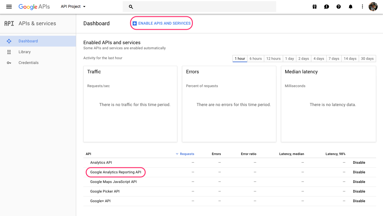 Screenshot - Google API Console - Enable API