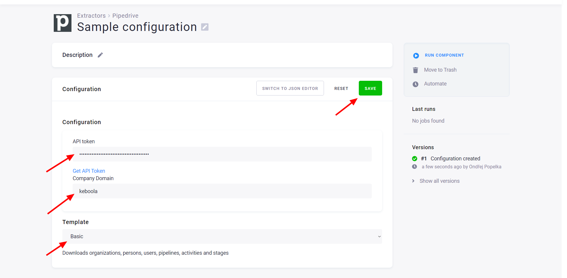 Screenshot - Pipedrive configuration