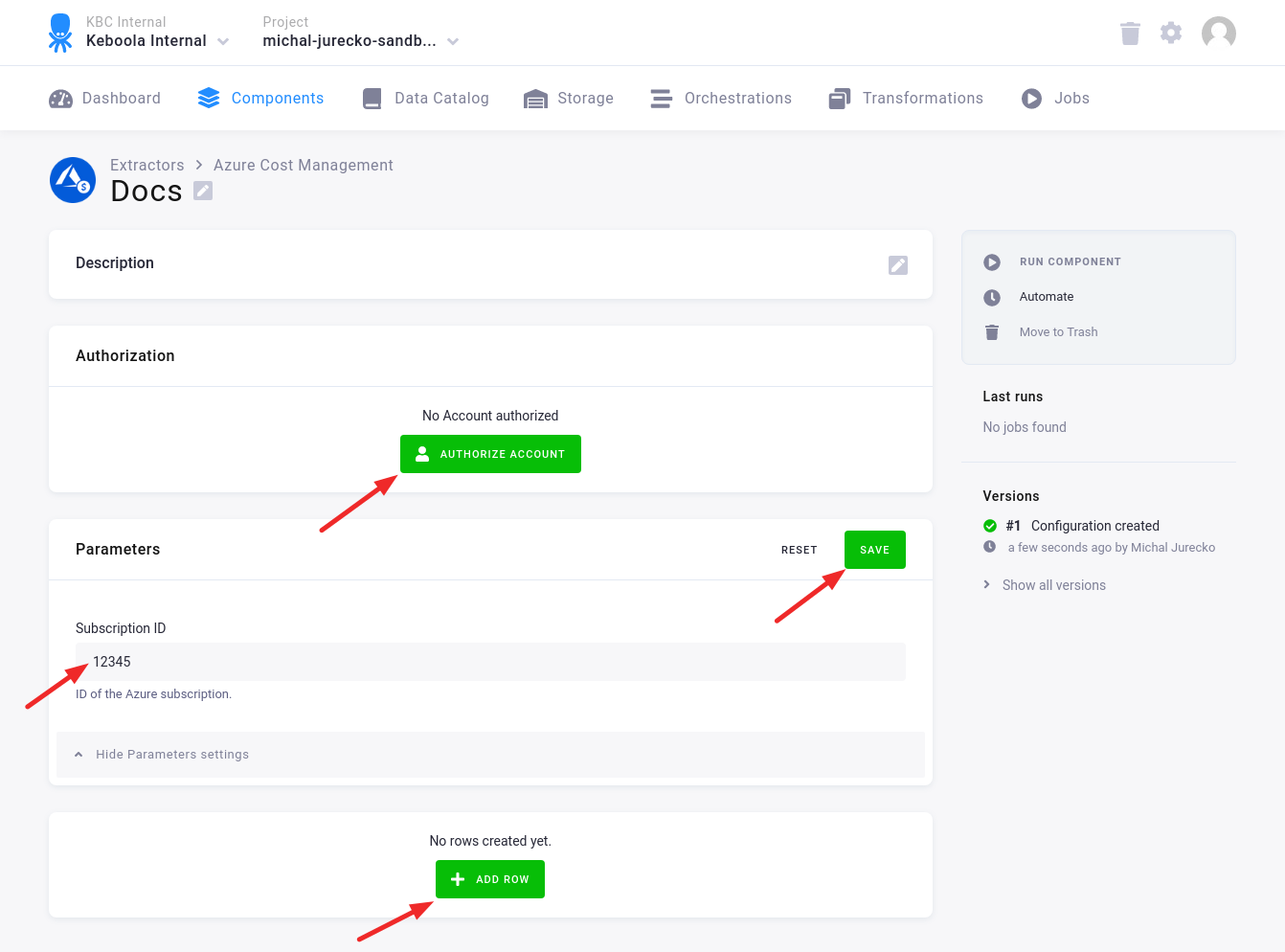 Screenshot - Extractor configuration