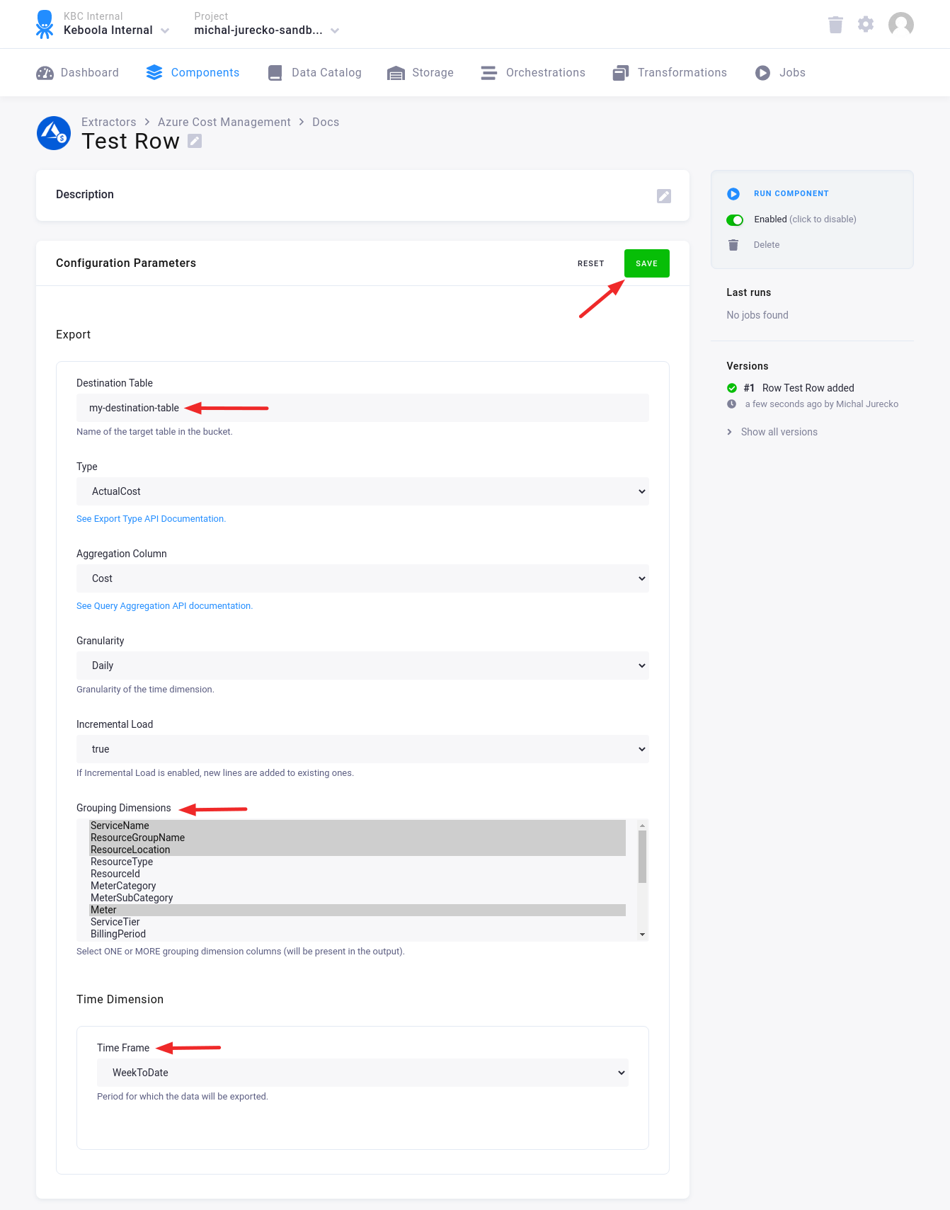 Screenshot - Configuration Row