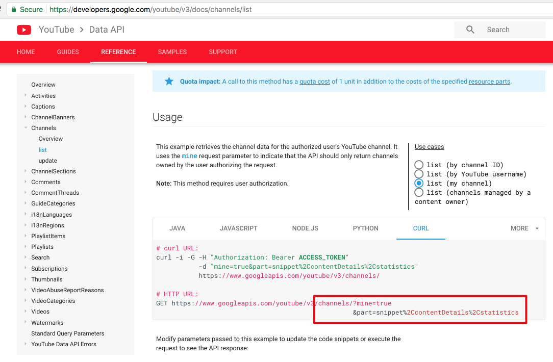 Screenshot - YouTube API