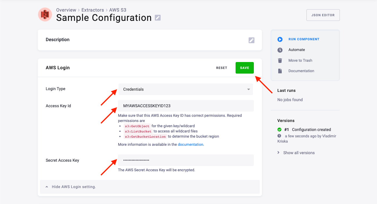 Screenshot - AWS Credentials