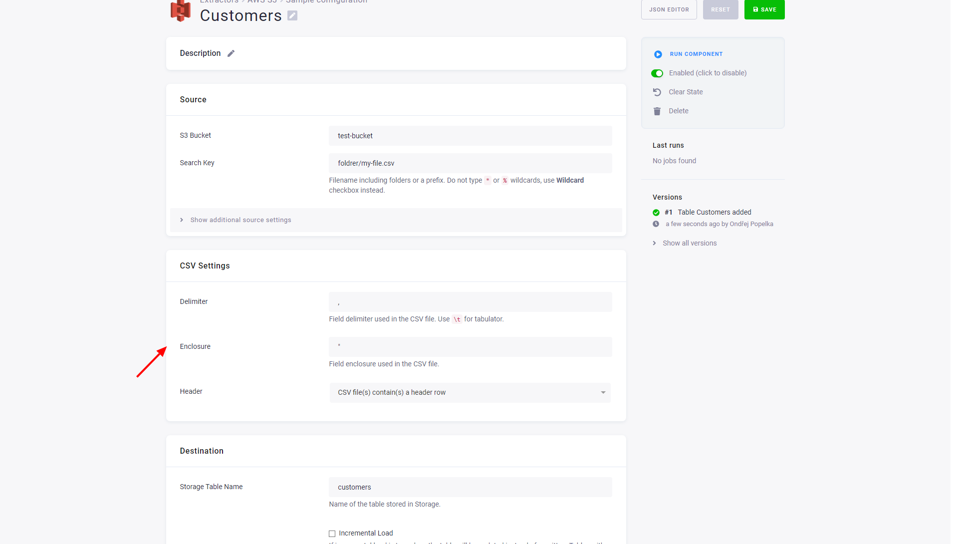 Screenshot - CSV Settings