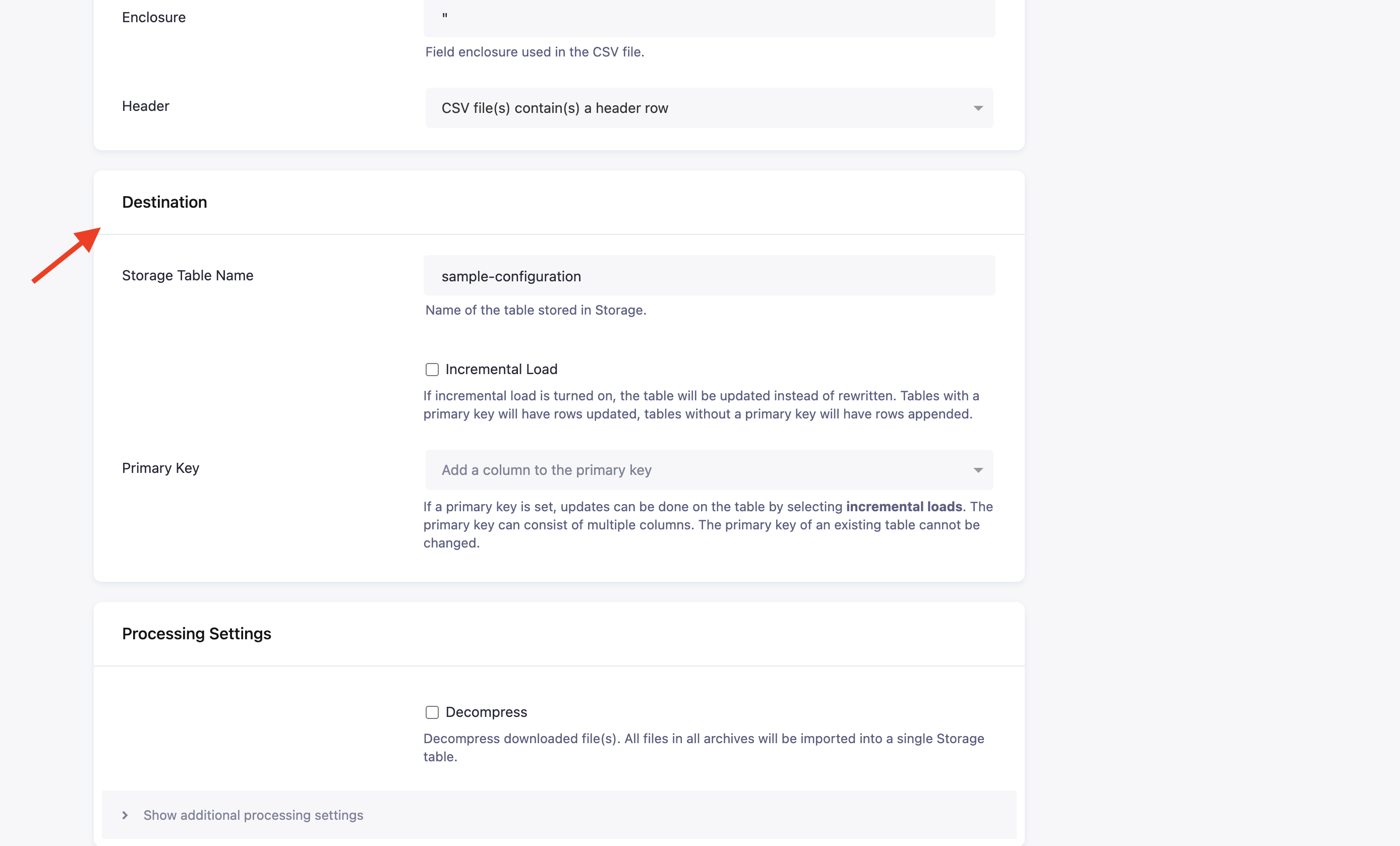 Screenshot - Azure Datalake Gen2 Settings