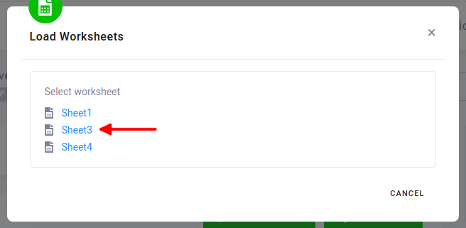 Screenshot - Select worksheet