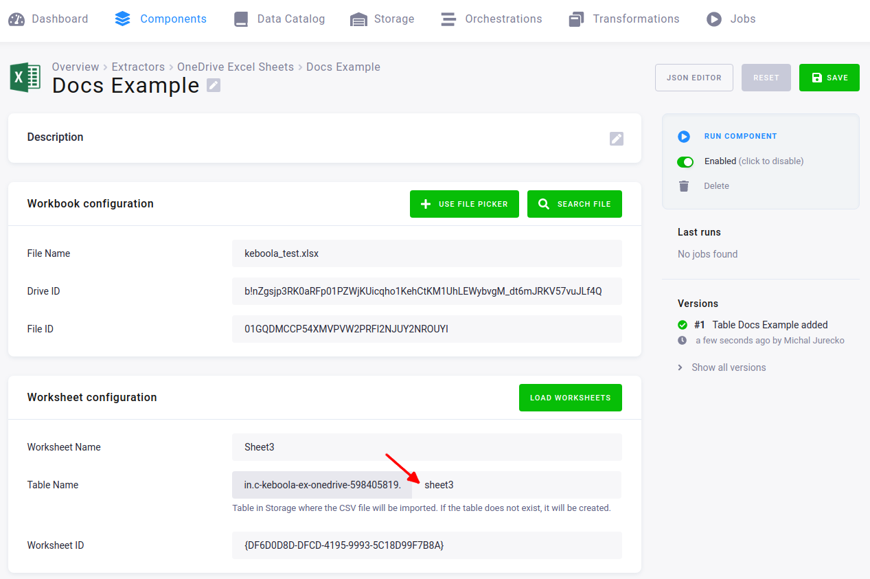 Screenshot - Select worksheet