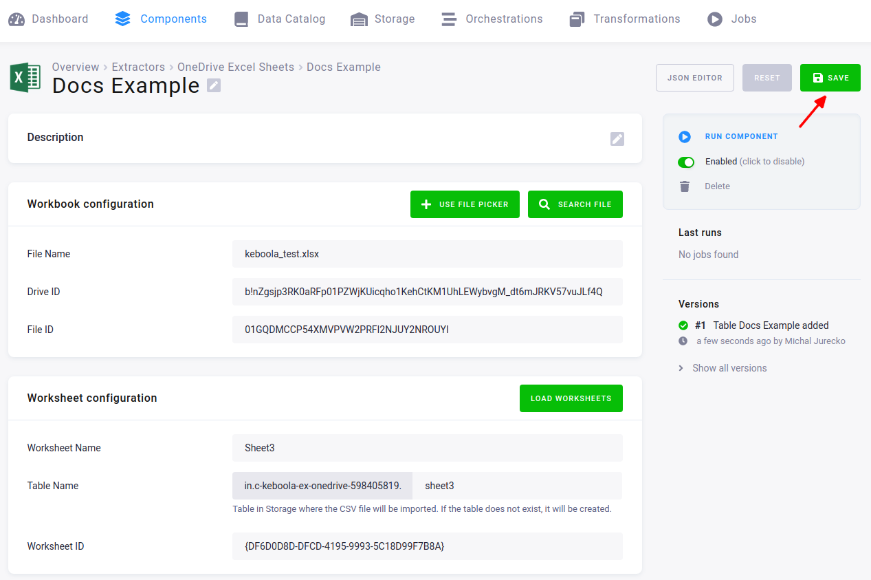 Screenshot - Select worksheet