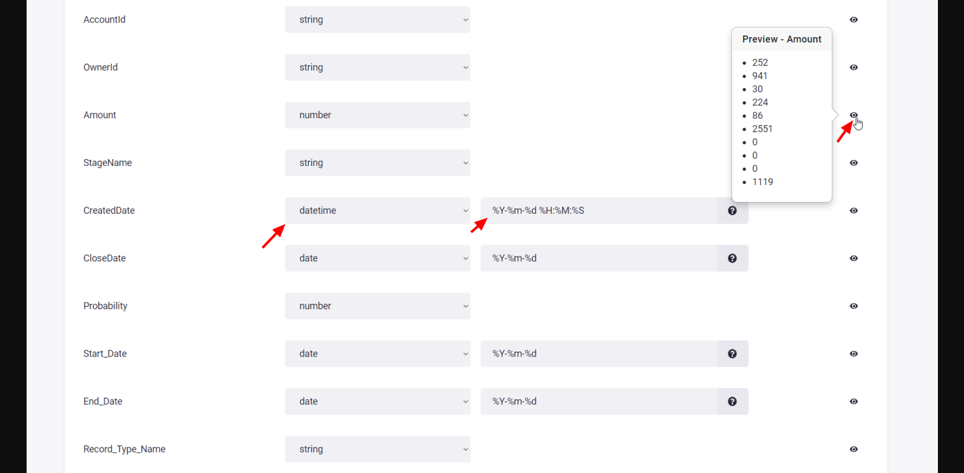 Screenshot - Table Configuration Columns