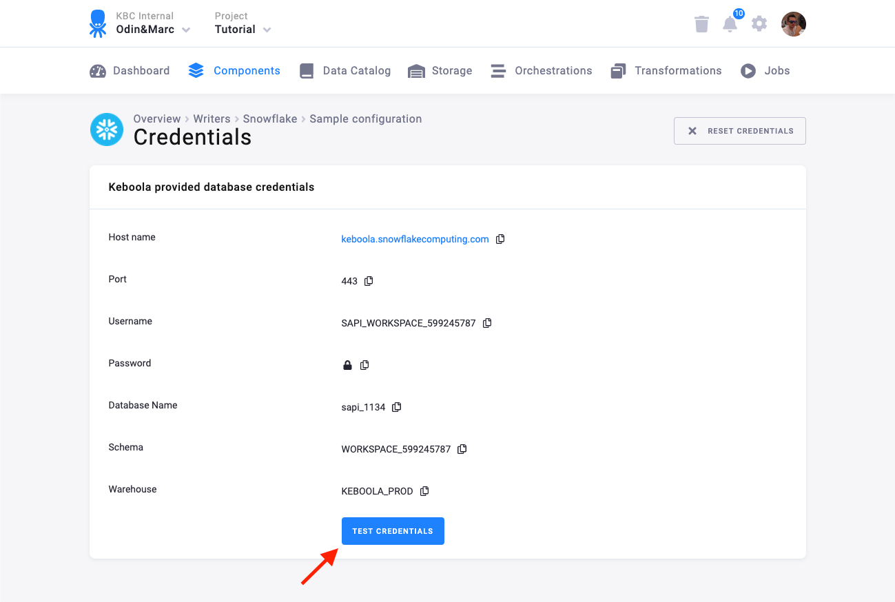 Screenshot - Provisioned Credentials