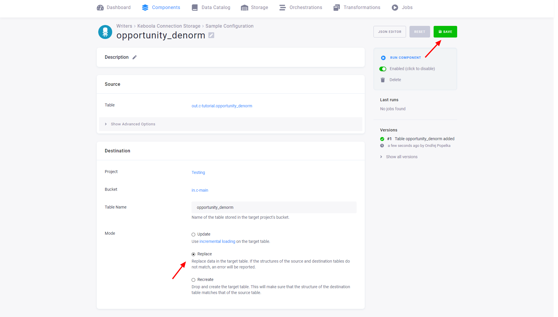 Screenshot - Table detail