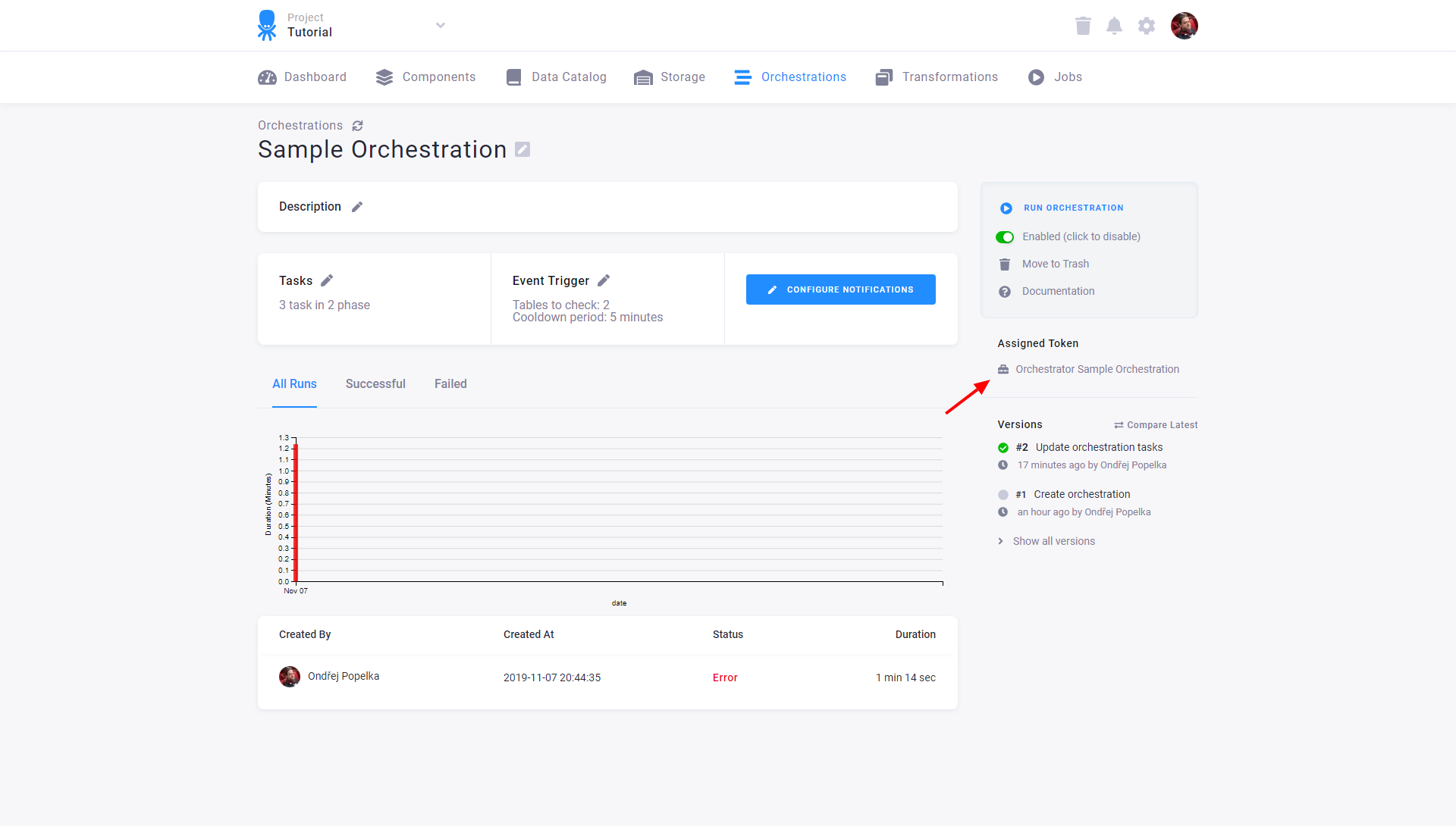 Screenshot - Orchestration Token