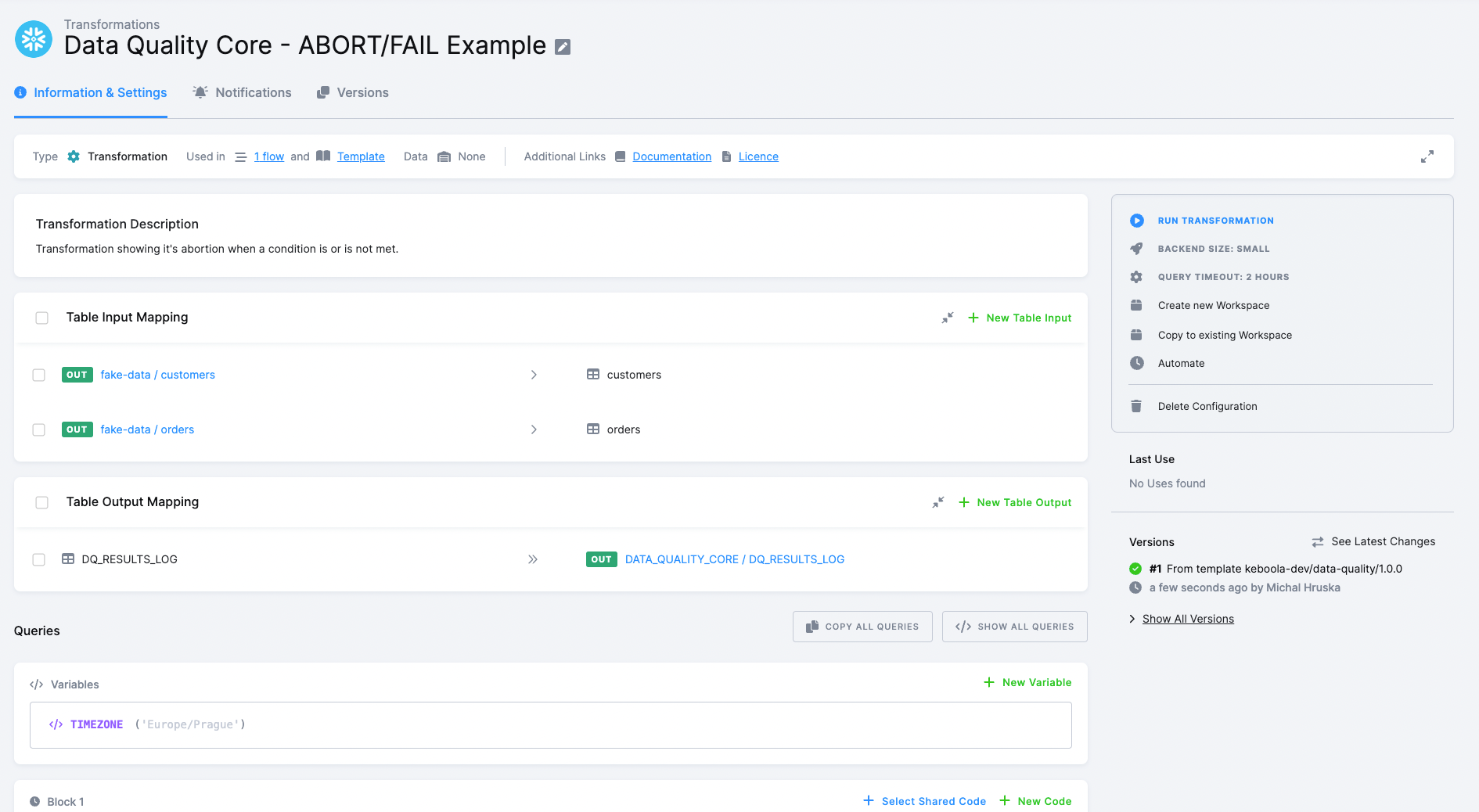 Data Quality Core Full Example
