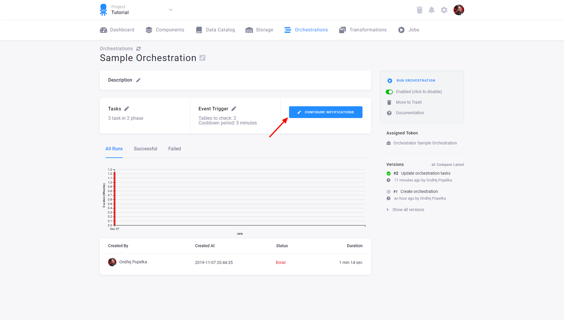 Screenshot - Orchestration Notifications