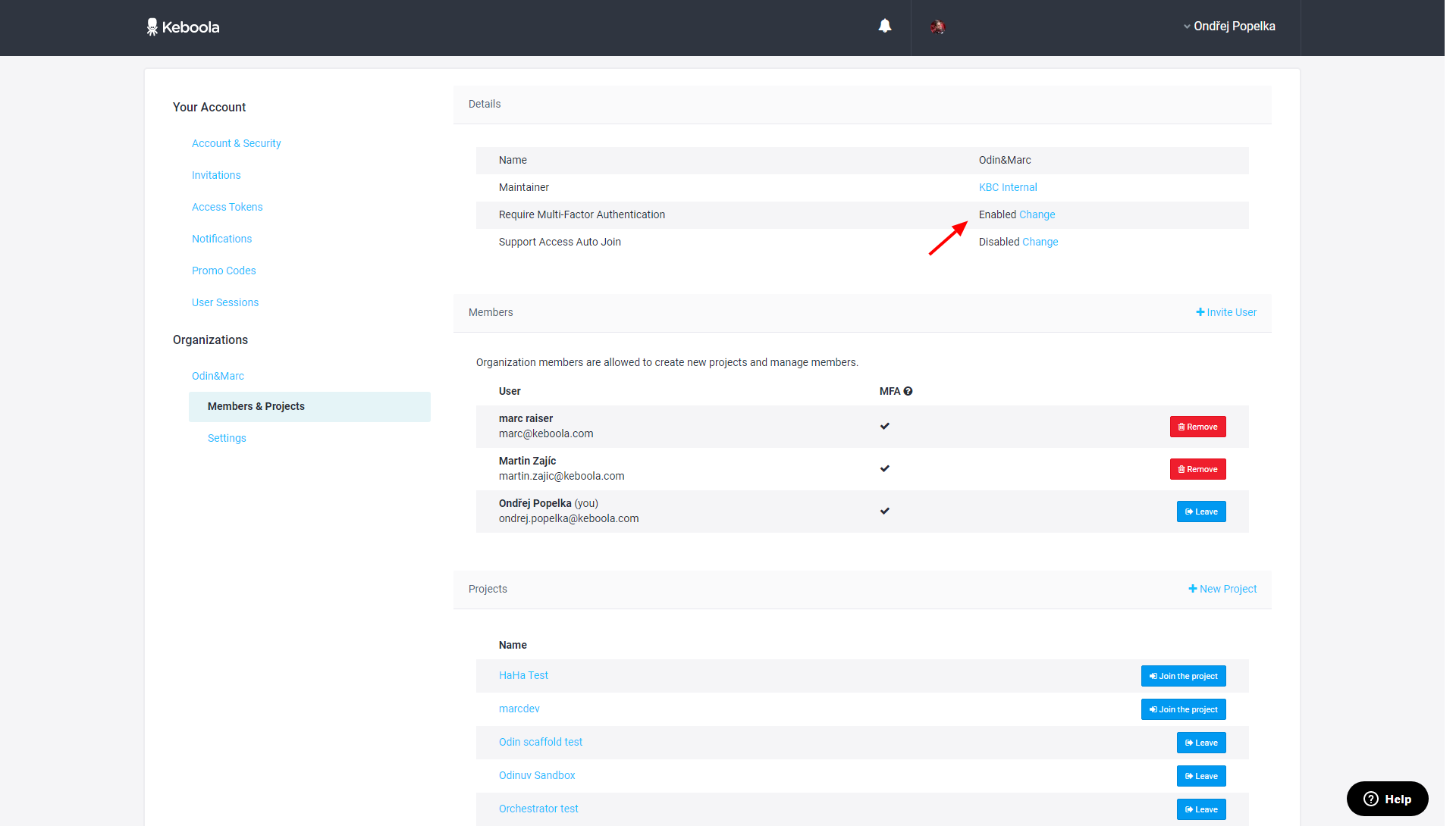 Screenshot -- MFA Required