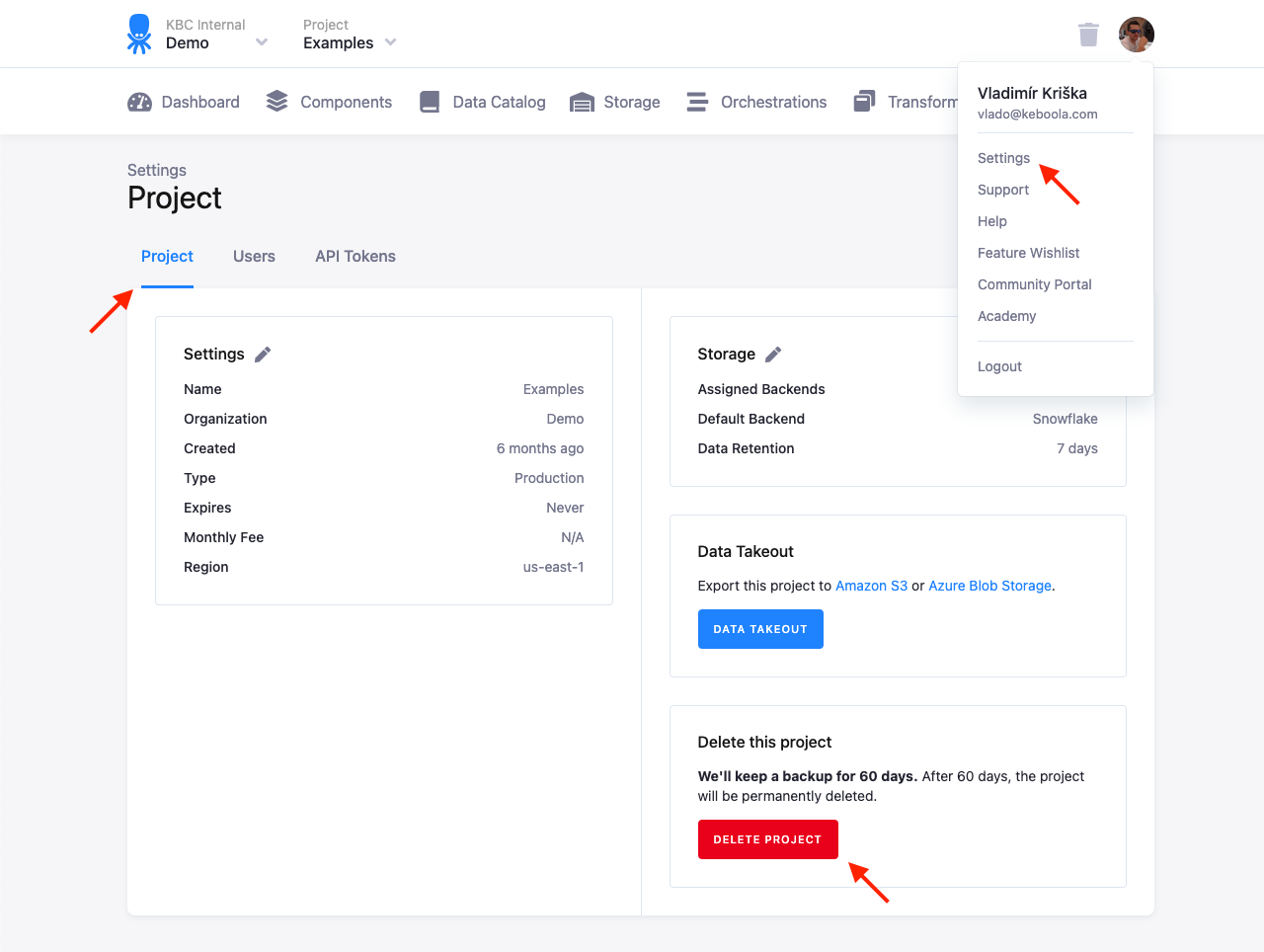 Screenshot - Project Delete