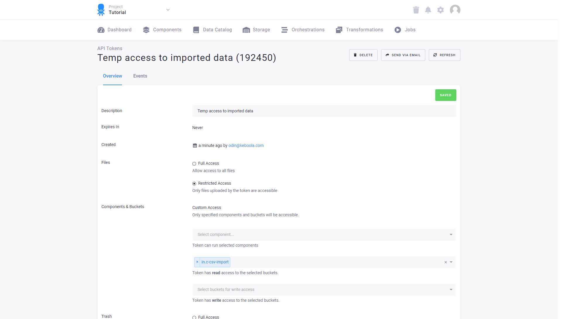 Screenshot - Access Tokens