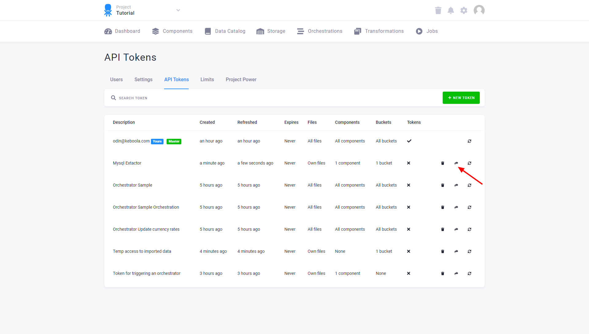 Screenshot - Access Tokens