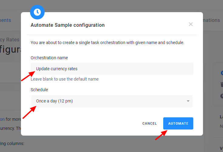 Automate modal
