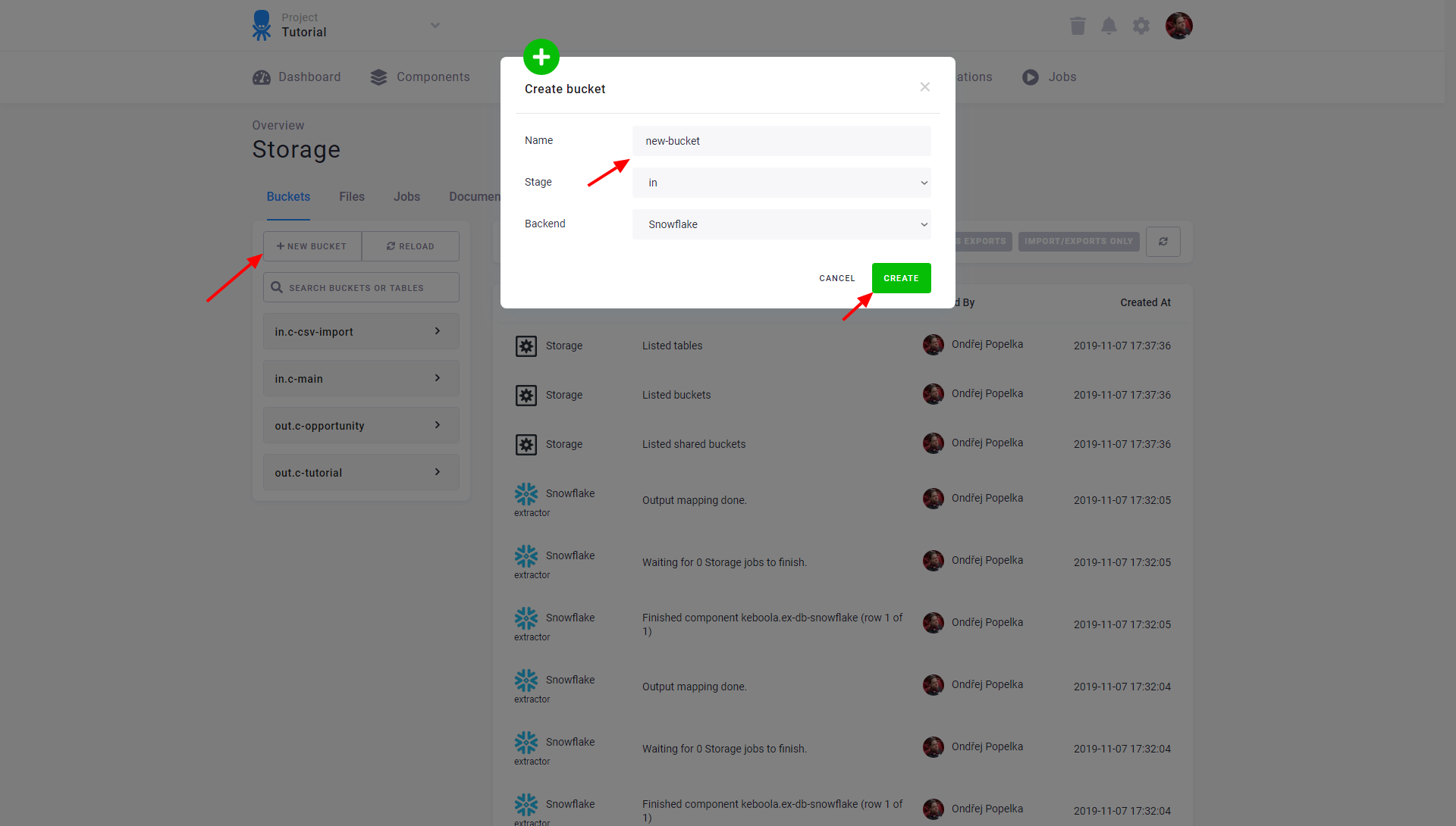 Screenshot - Create bucket