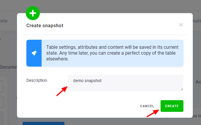 Screenshot - Create Snapshot
