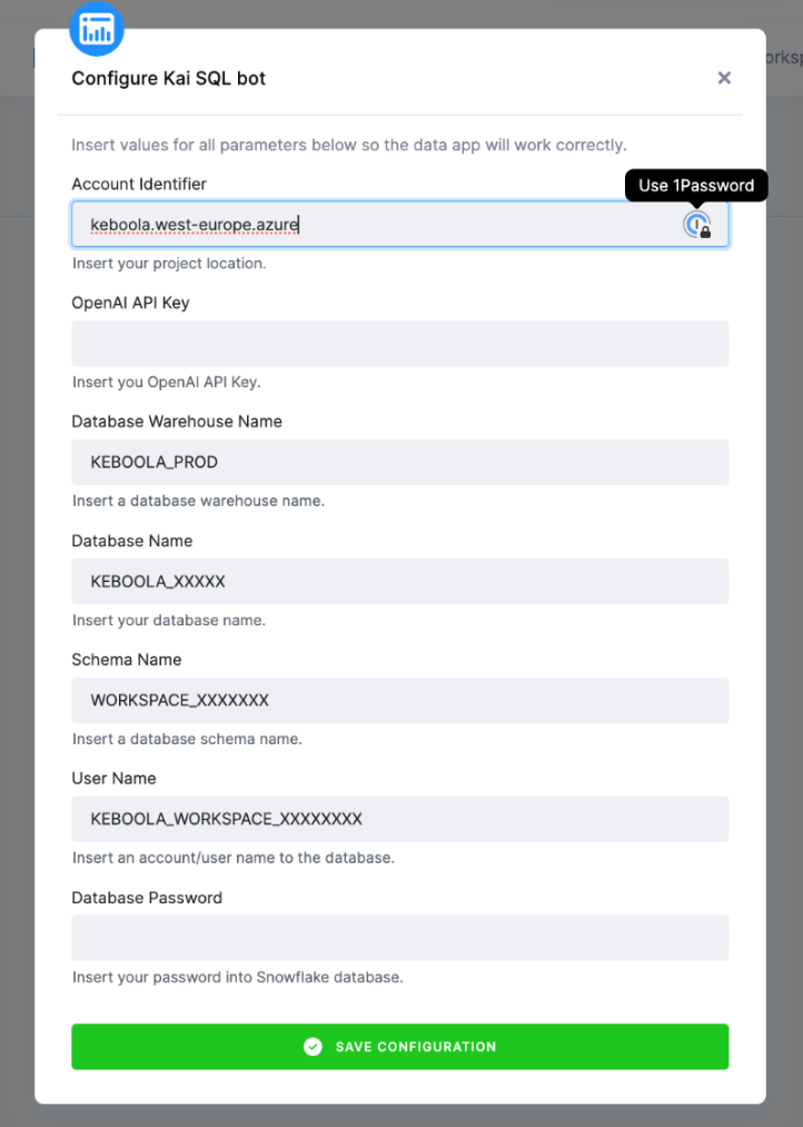 Configure Kai SQL Bot