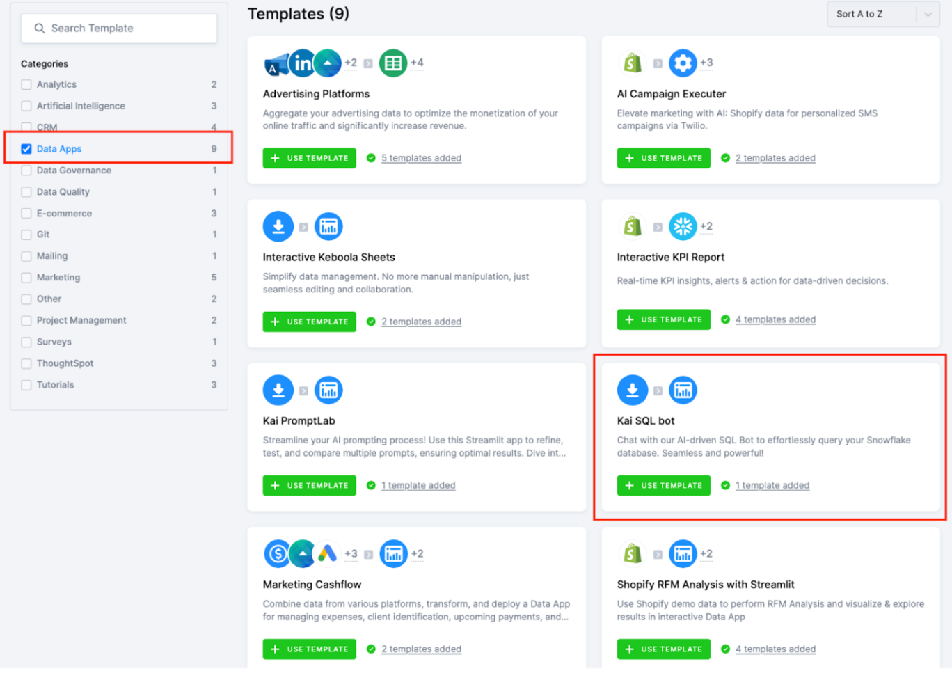 New Template – Data Apps