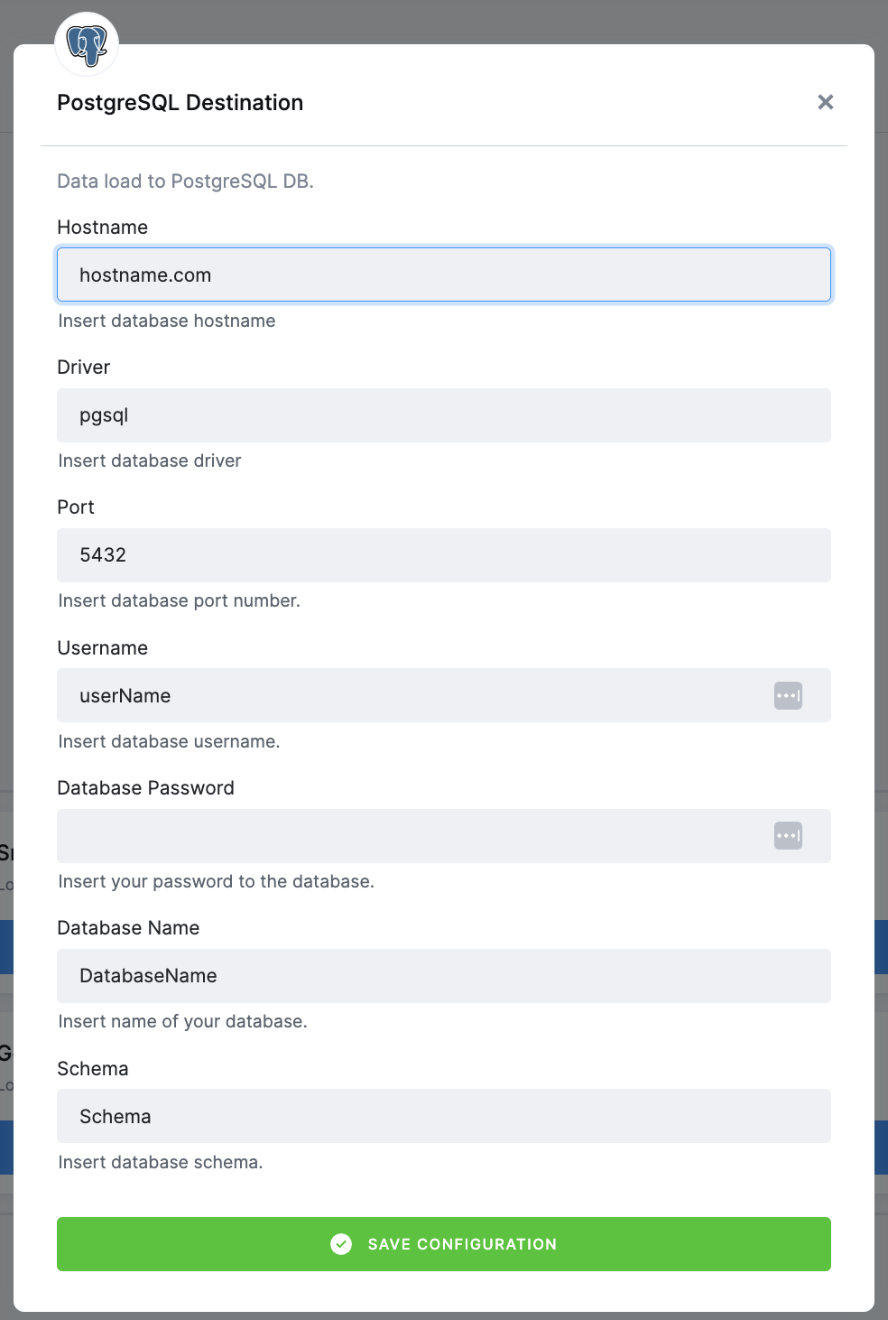 PostgreSQL Data Destination