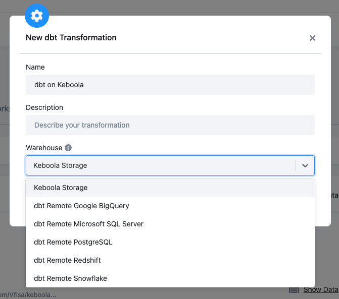 dbt transformation - remote