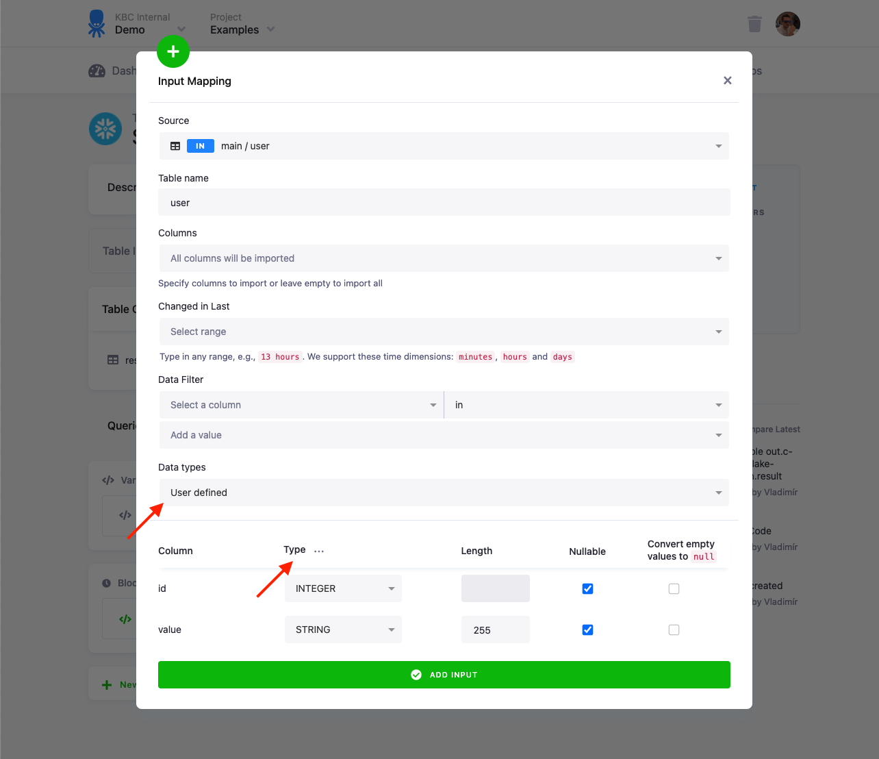 Data Types Setting