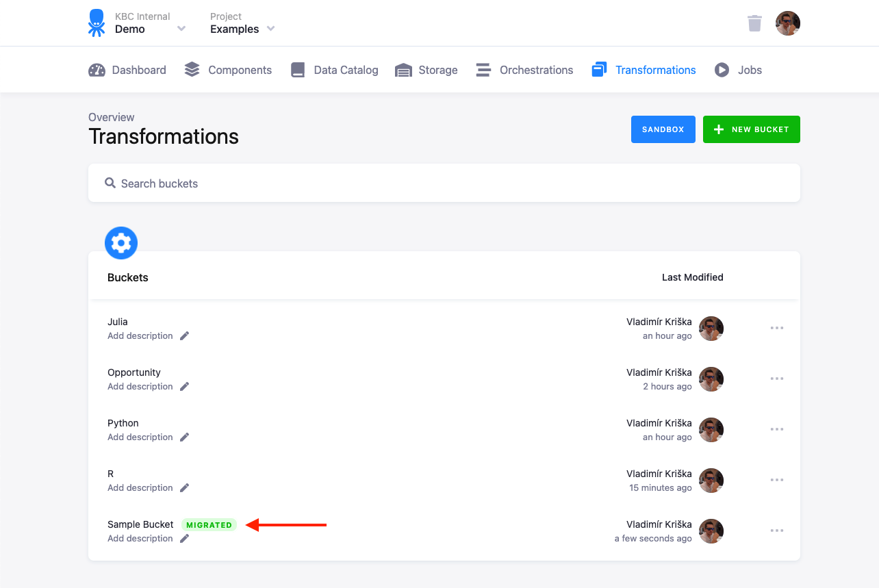 Screenshot - Migrated transformation
