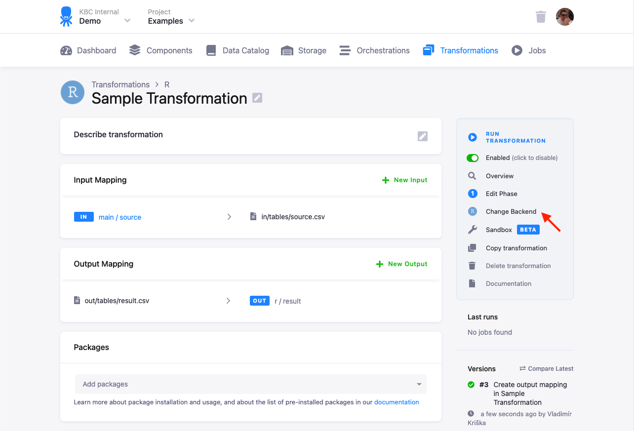 Screenshot - Transformations Versions
