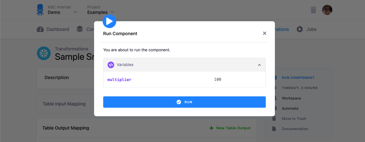 Screenshot - Running Transformation