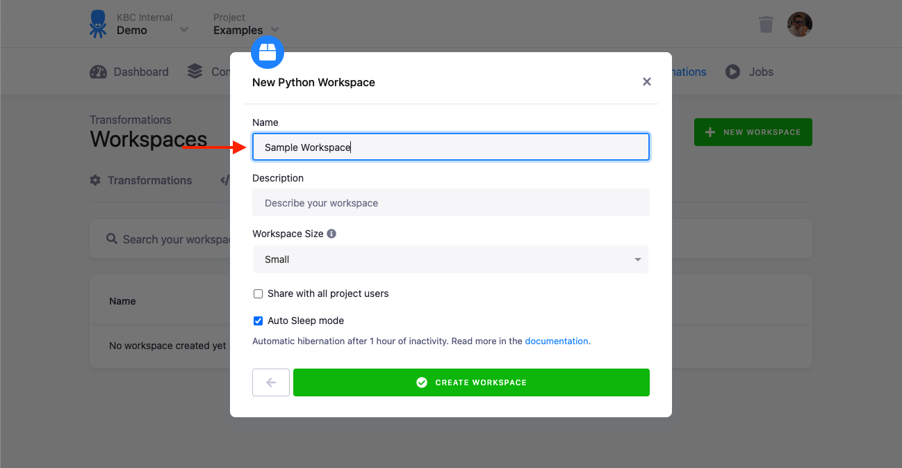 Workspace - Name workspace