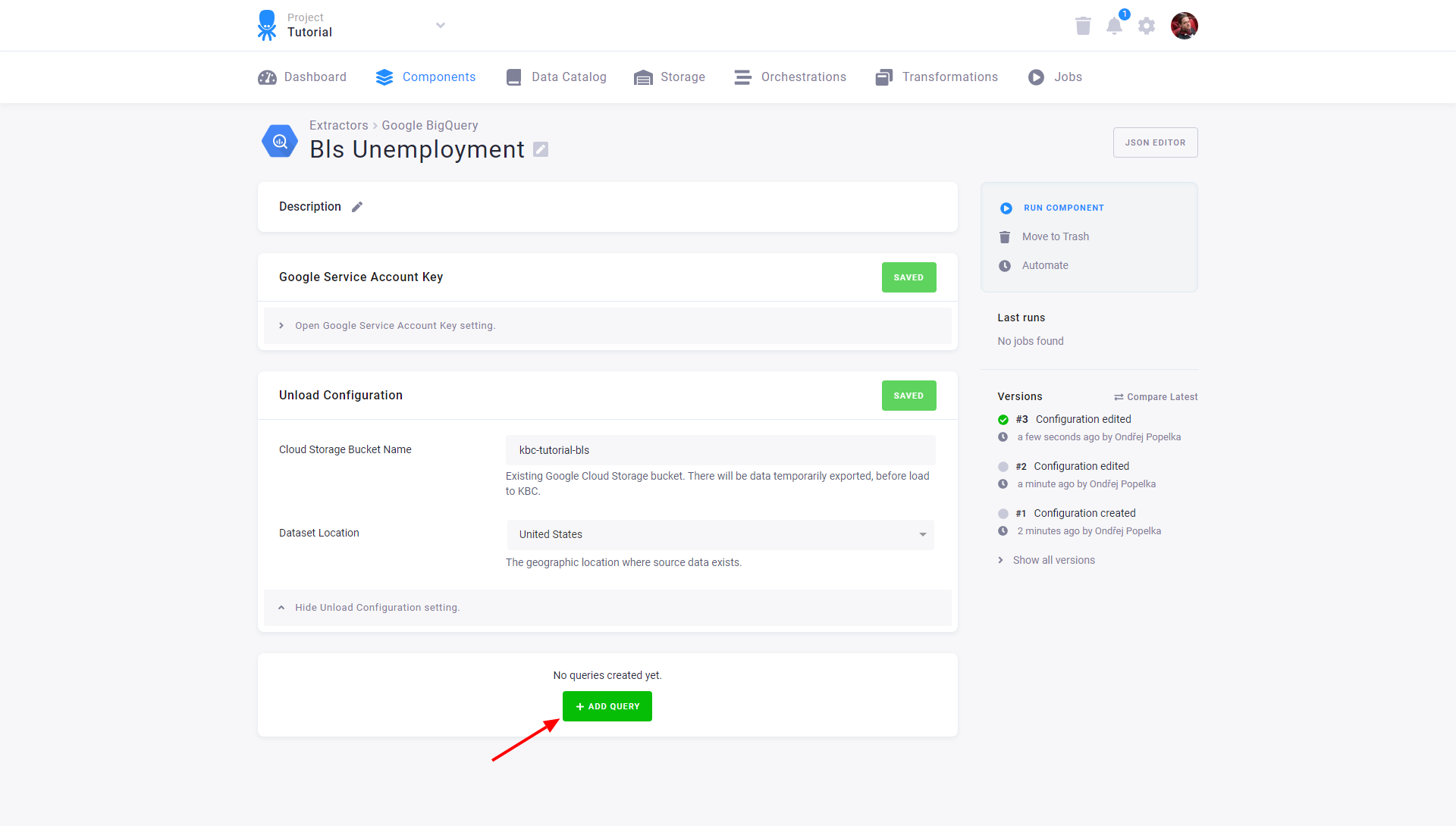 Screenshot - Big Query Configured