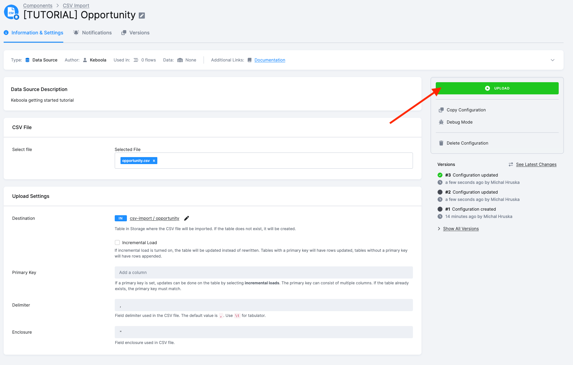 Screenshot -- Change upload settings