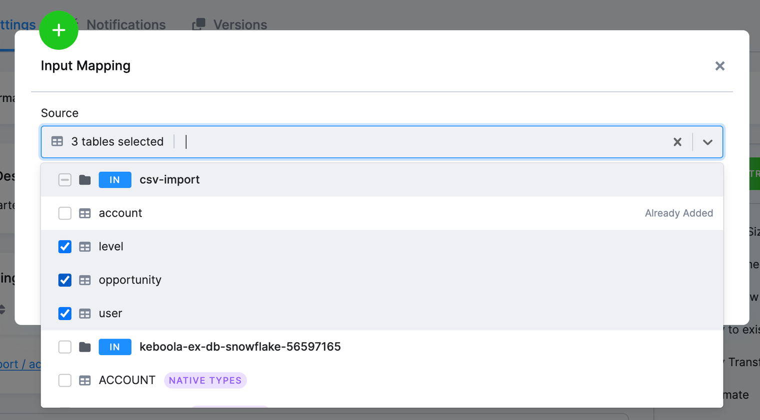 Screenshot - Input Mapping Add Tables